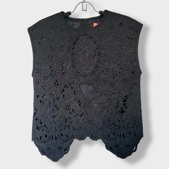 Manoush Jardin De Roses Beaded Top Black Size 6 - Picture 2 of 12